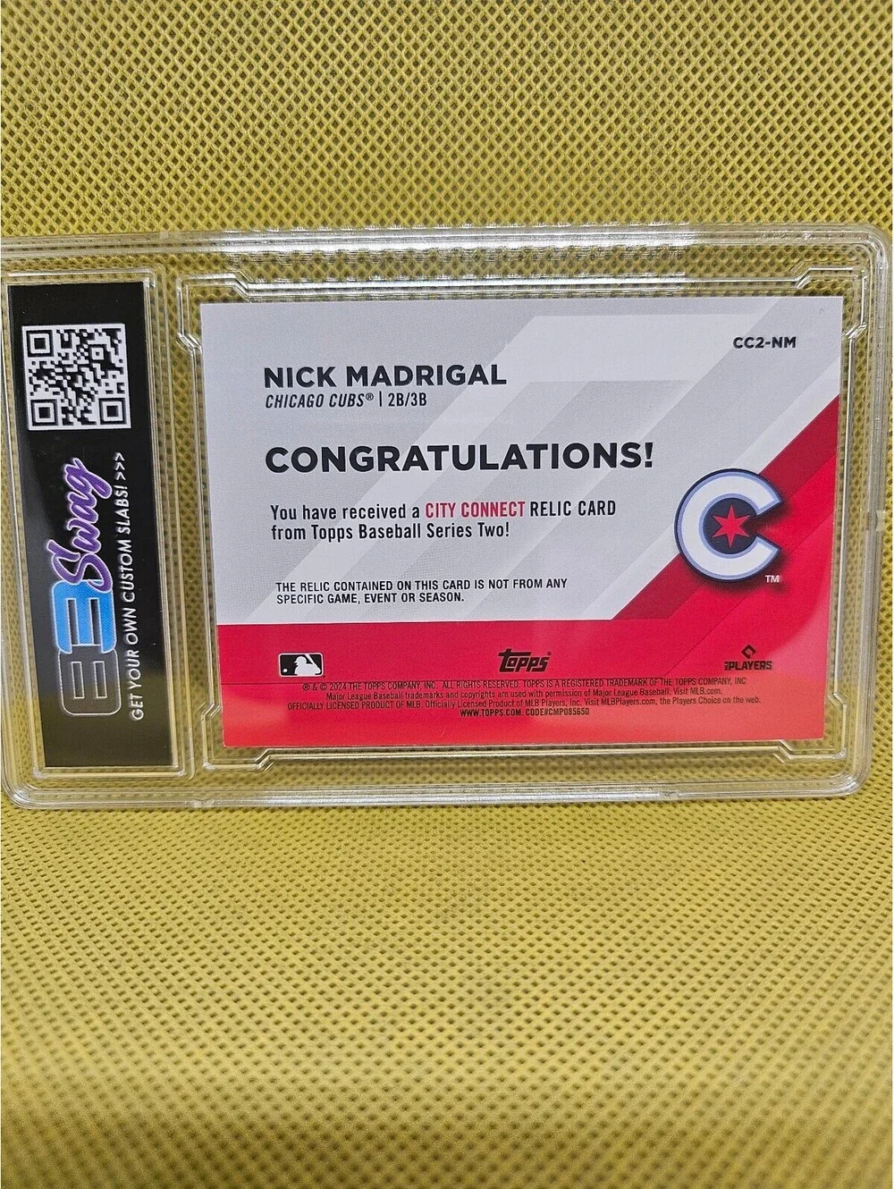 Nick Madrigal 2024 Topps Series 2 City Connect Jersey Relic #CC-NM-Swag Hit Slab - Picture 2 of 2